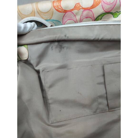 Coach Signature Multicolor Double Handles Zipper Closure Tote Bag - Picture 14 of 16